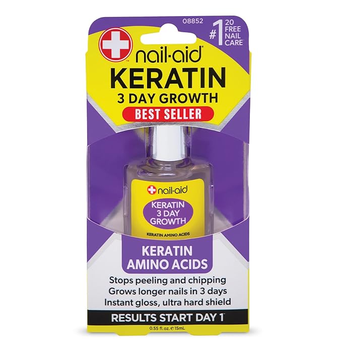 (B06XYNHFF2) - Nail-Aid Keratin 3 Day Growth Nail Treatment & Strengthener, Clear, 0.55 Fl Oz