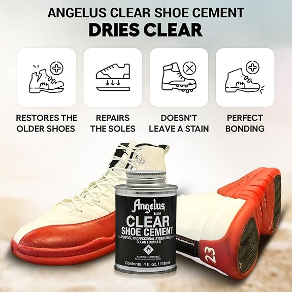 (B01H2CP08K) - Angelus Clear Shoe Cement, 4oz can (992-04-000)