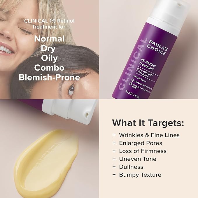 (B00L5O2ZXK) - Paula's Choice CLINICAL 1% Retinol Treatment Cream with Peptides, Vitamin C & Licorice Extract, Anti-Aging & Wrinkles, 1 Ounce