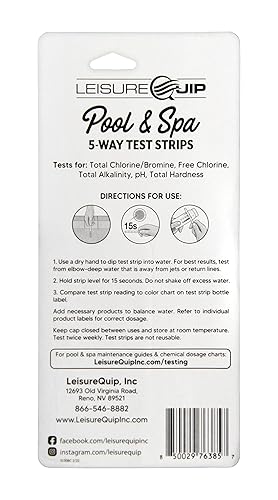 (B0B4BNCW7Z) - LeisureQuip 5-Way Test Strips - Made in USA, Accurate & Easy to Read Hot Tub Test Strips