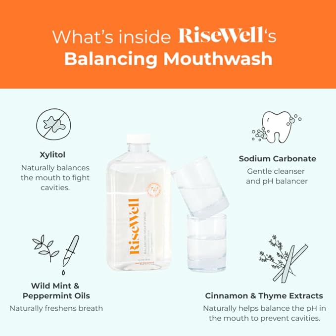 (B0BK7X5PXR) - RiseWell Balancing Mouthwash - Alcohol Free, Alkaline pH Balancing Mouthwash with Xylitol - Dentist