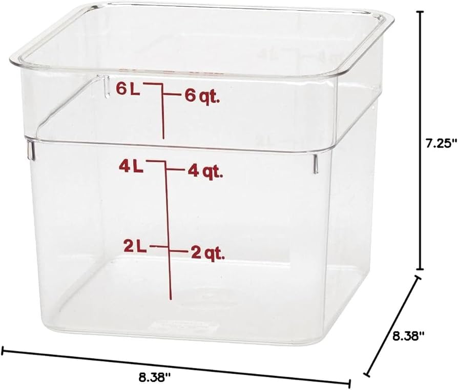 (B07FXW61K1) - Cambro 6SFSCW135 Camsquare Food Container, 6-Quart, Polycarbonate, Clear, NSF With Lid