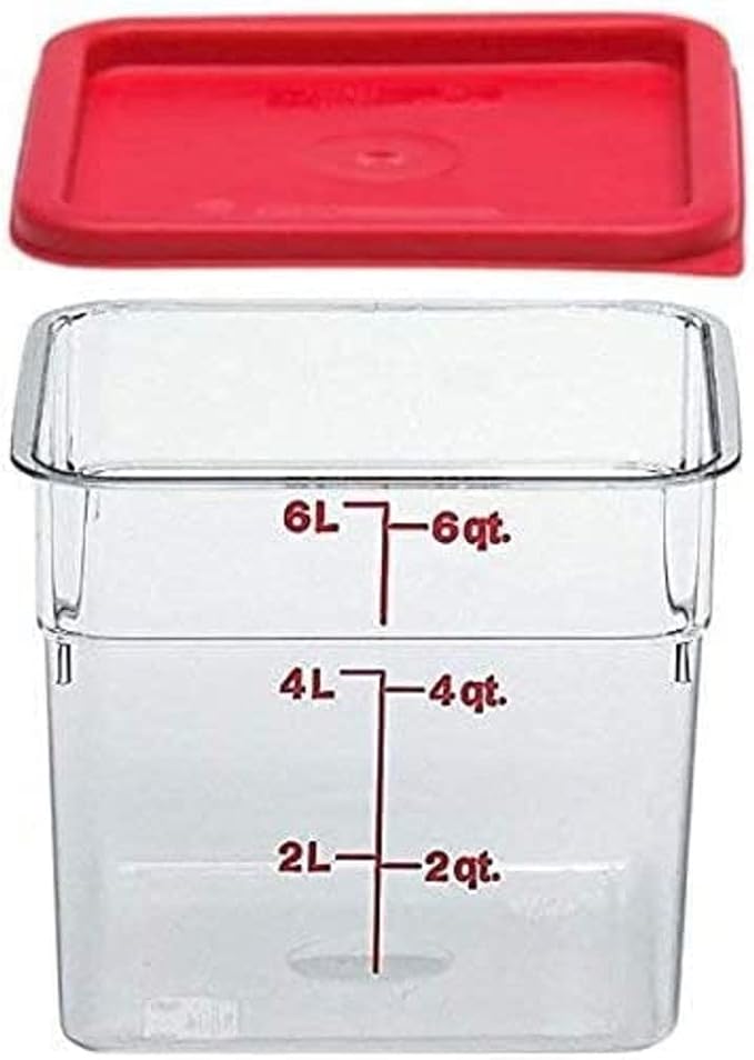 (B07FXW61K1) - Cambro 6SFSCW135 Camsquare Food Container, 6-Quart, Polycarbonate, Clear, NSF With Lid