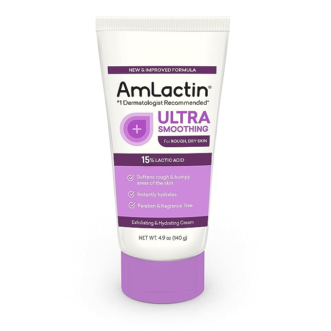 (B07CD5P419) - AmLactin Ultra Smoothing - 4.9 oz Body & Hand Cream with 15% Lactic Acid - Exfoliator and Moisturizer for Rough and Bumpy Dry Skin (Packaging May Vary)