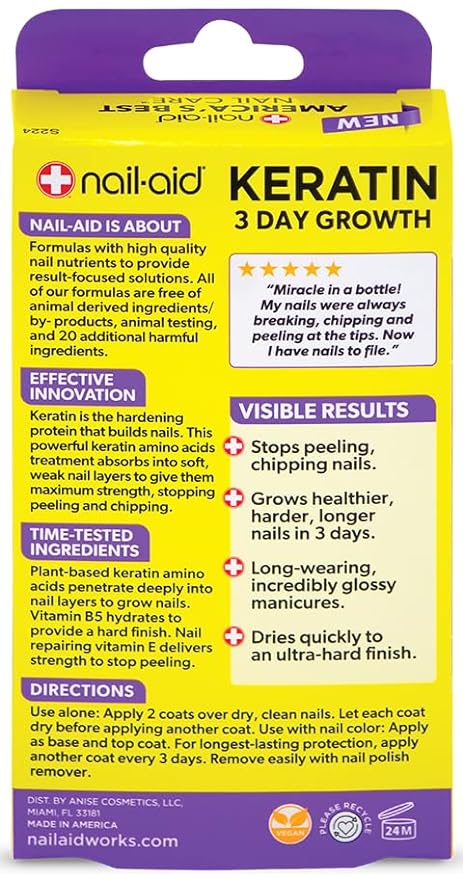 (B06XYNHFF2) -  Nail-Aid Keratin 3 Day Growth Nail Treatment & Strengthener, Clear, 0.55 Fl Oz