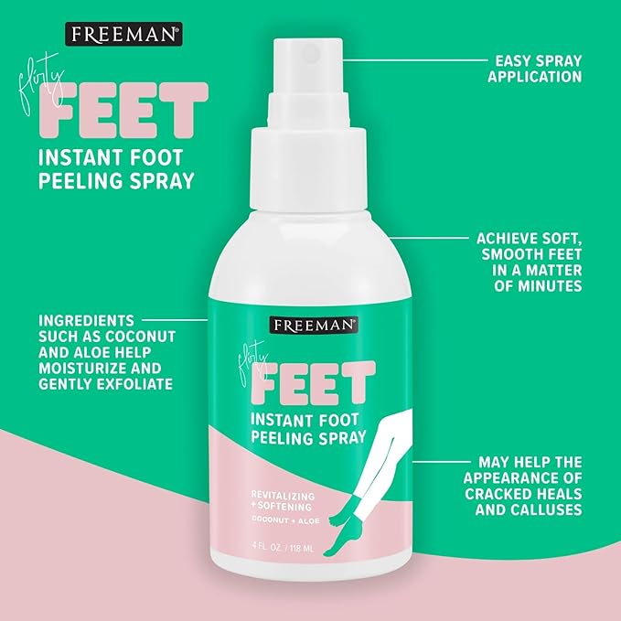 (B0973L1NVT) - Freeman Flirty Feet Instant Foot Peeling Spray, Exfoliating Foot Mask For Summer, Moisturizing & Smooth Dry,