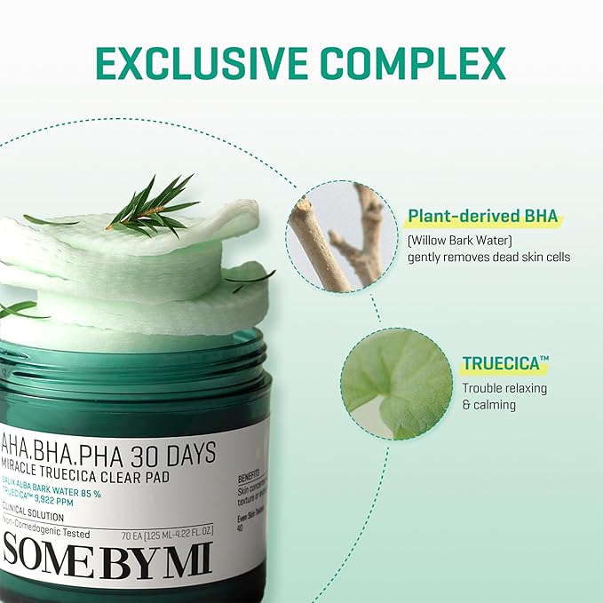 (B085T6JWF6) - SOME BY MI AHA BHA PHA 30 Days Miracle Truecica Clear Pad - 70 Pads, 4.22Oz