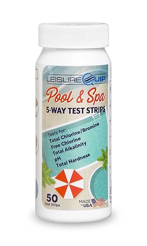 (B0B4BNCW7Z) - LeisureQuip 5-Way Test Strips - Made in USA, Accurate & Easy to Read Hot Tub Test Strips