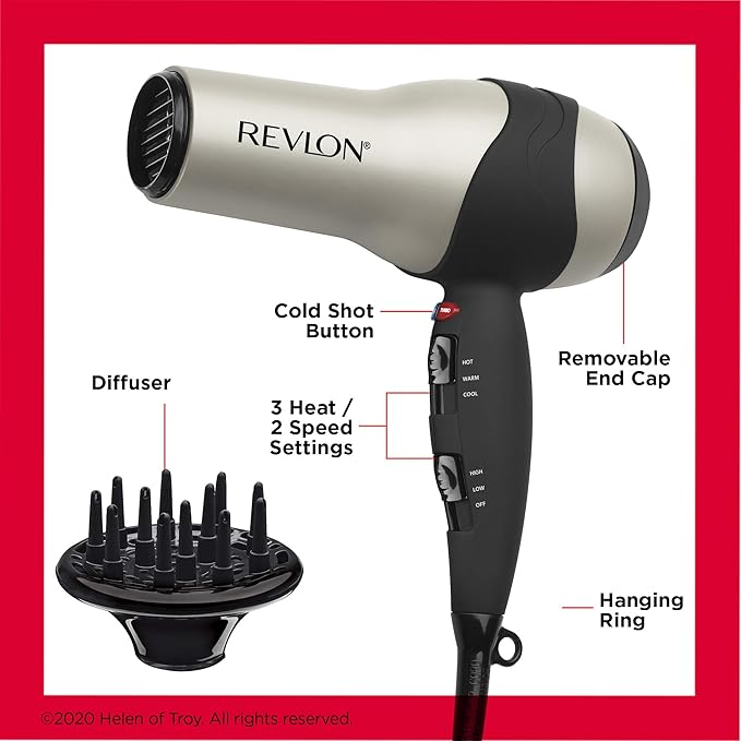 (B0027SU9JU) - REVLON Turbo Hair Dryer with Advanced Ionic Technology, Ceramic Coating | Turbo Heat and Cold Shot Features