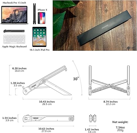 (B0D1N12YH5) - K7 Laptop Stand, Foldable Portable laptop stand, Ergonomic Laptop Riser for Desk for MacBook and Laptops 10-17