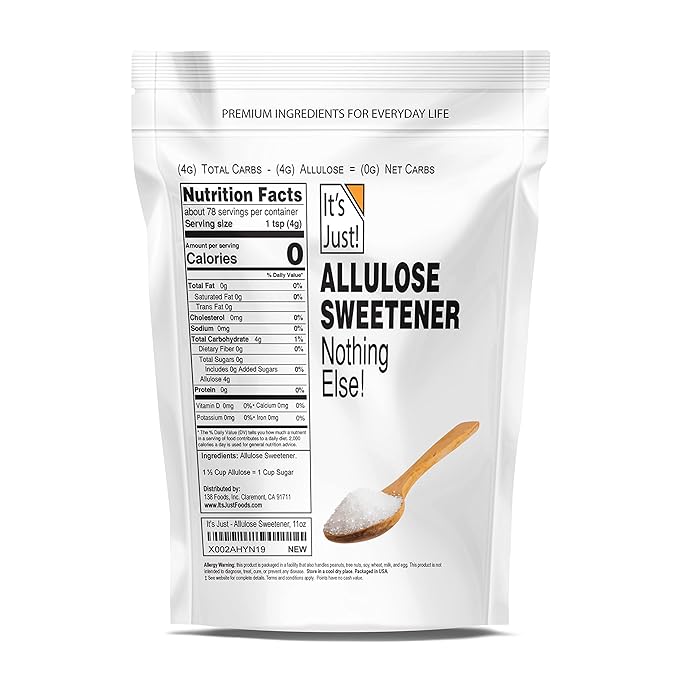 (B07WRN4C2J) - It's Just - Allulose, Sugar Substitute, Keto Friendly Sweetener, Non-Glycemic, Non-GMO (11oz)