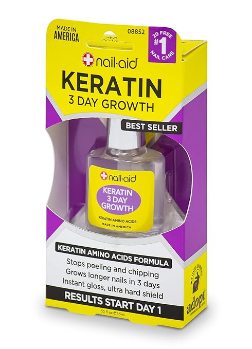 (B06XYNHFF2) - Nail-Aid Keratin 3 Day Growth Nail Treatment & Strengthener, Clear