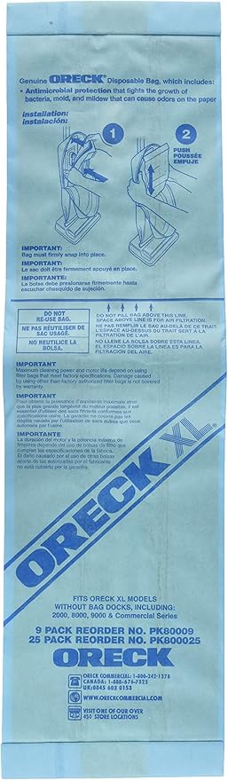 (B019PPSV1A) - Oreck Commercial PK80009 Disposable Vacuum Bags XL Standard Filtration 9/Pack