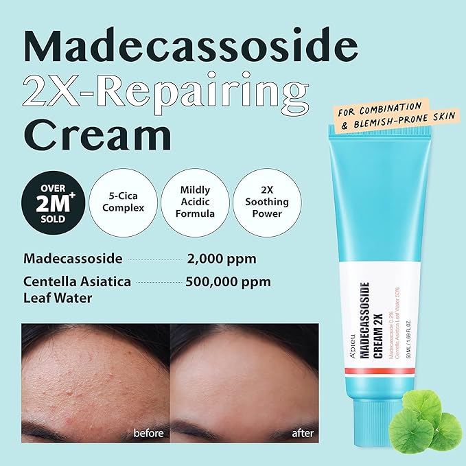 (B08XY9WDJ6) - A'PIEU Madecassoside Cream 2X (1.69 fl oz) - for Combination and Blemish-Prone Skin, Helps Soothe Dryness