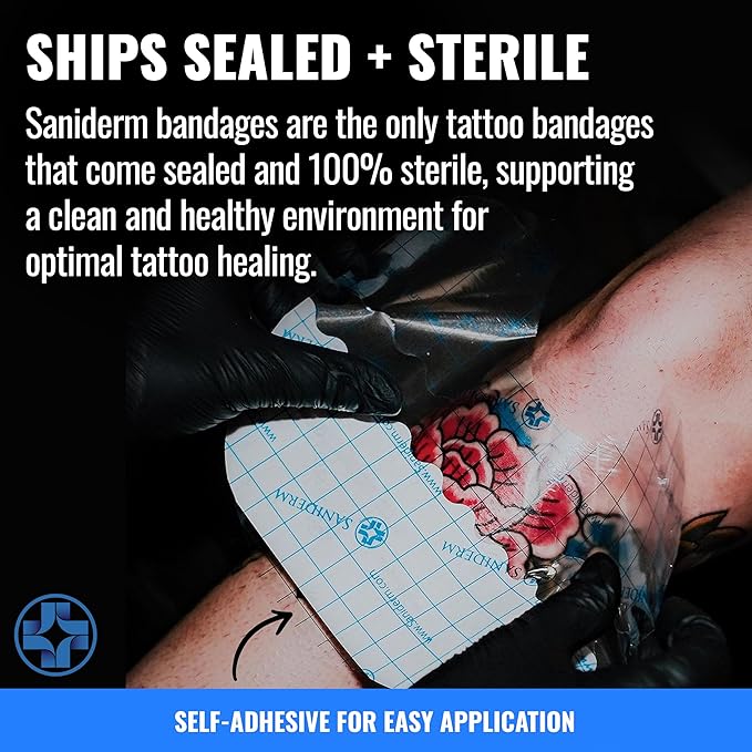 (B018IVAOEE) - Saniderm Tattoo Aftercare Bandage 3 Sheets – Convenient, Faster Tattoo Healing