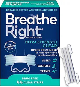 (B07FHM225F) - Breathe Right Extra Clear DrugFree Nasal Strips for Nasal Congestion Relief, 44 Count , 1 Count