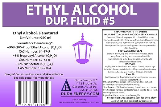 (B06Y18DSND) - Duda Energy eth950 950 mL bottle of Denatured Ethanol with 200-Proof Ethyl Alcohol IPA and NP Acetate (Packaging may vary)