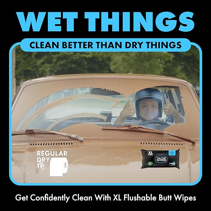 (B010NE2XPC) - DUDE Wipes - Flushable Wipes - 6 Pack, 288 Wipes - Unscented Extra-Large Adult Wet Wipes - Vitamin-E & Aloe - Septic and Sewer Safe