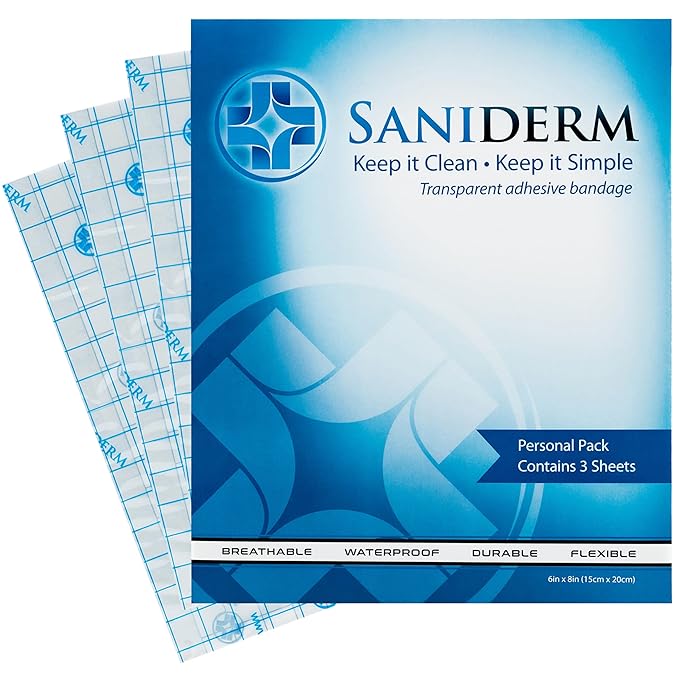 (B018IVAOEE) - Saniderm Tattoo Aftercare Bandage 3 Sheets – Convenient, Faster Tattoo Healing