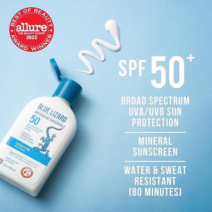 (B083VY5GVN) - BLUE LIZARD Sensitive Mineral Sunscreen with Zinc Oxide, SPF 50+, Water Resistant