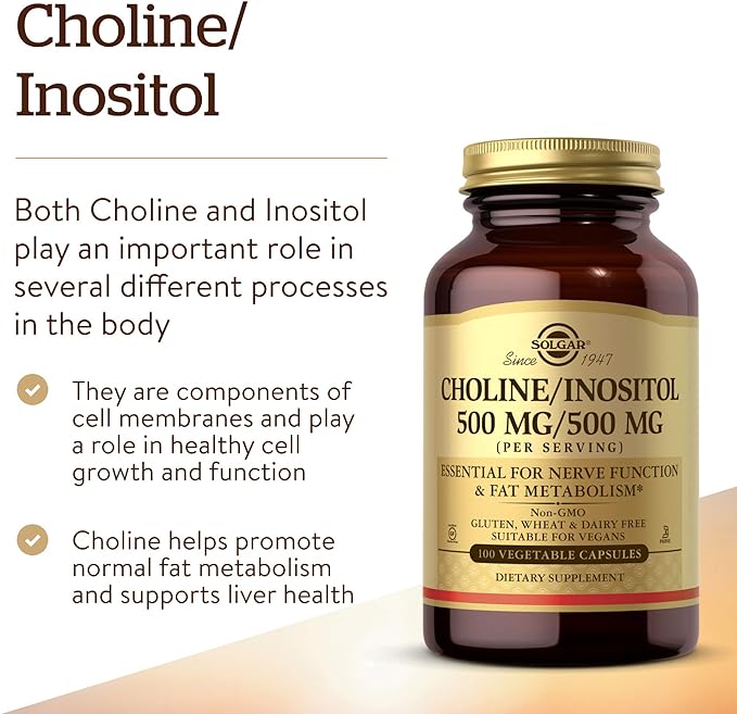 (B00014EBPA) - Solgar Choline/Inositol 500 mg/500 mg, 100 Vegetable Capsules - Energy Metabolism