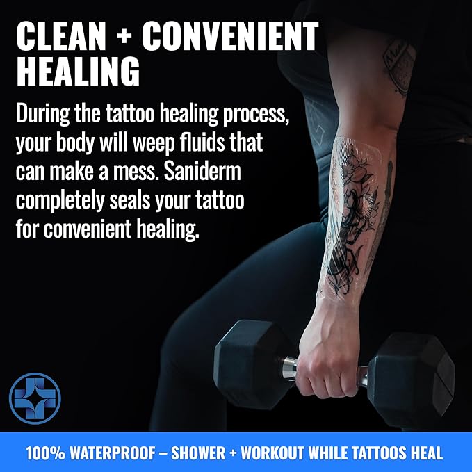 (B018IVAOEE) - Saniderm Tattoo Aftercare Bandage 3 Sheets – Convenient, Faster Tattoo Healing